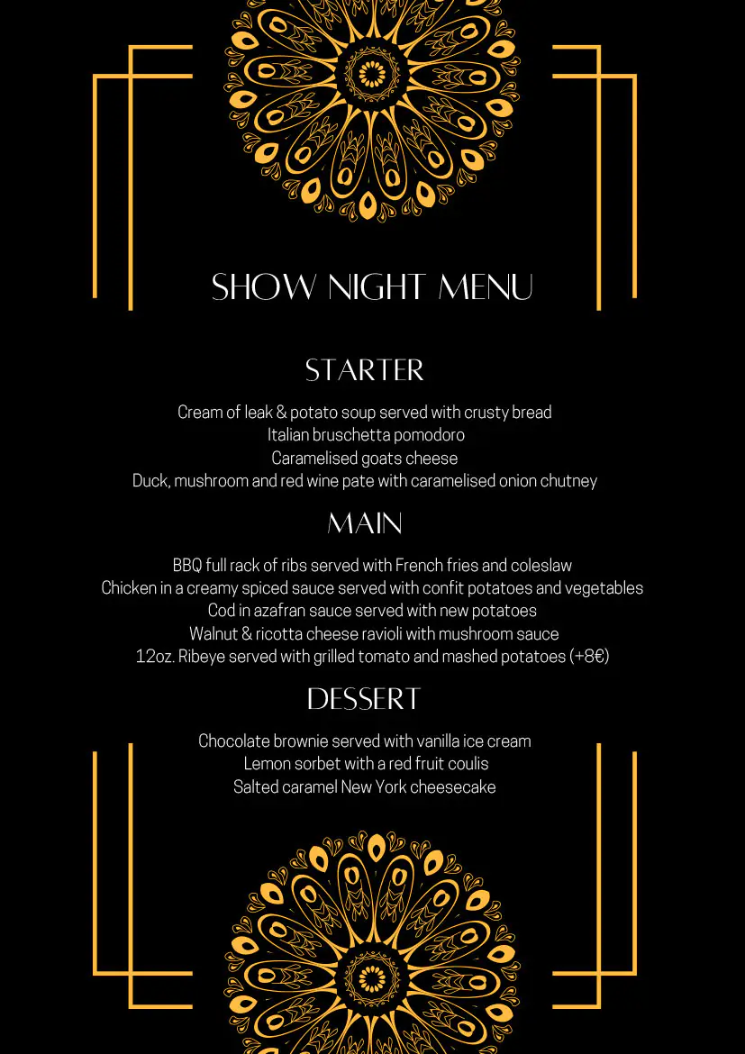 William Hicks is Barry White rewind spain Thursday 6th November 2025 Fairways Restaurant menu